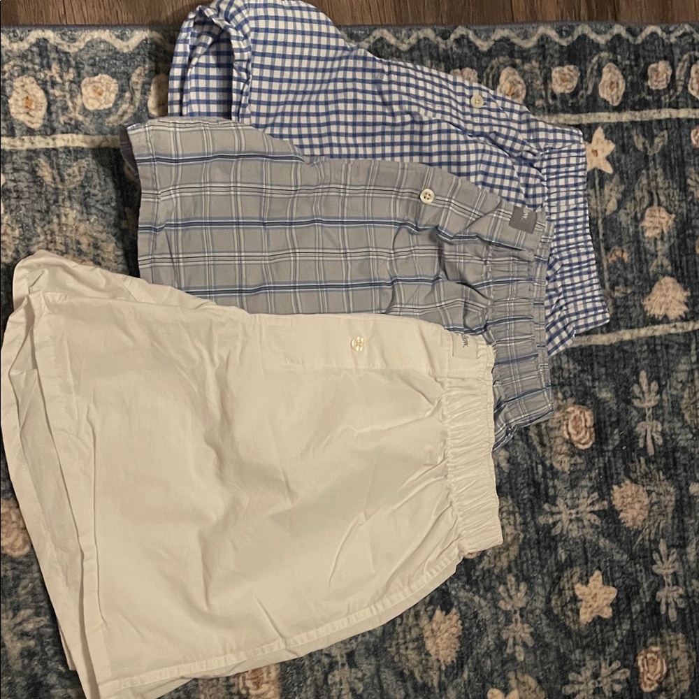 Set of Three Boxer Shorts - Blue and White